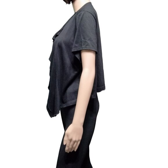 New Directions Plus Size 1X Cardigan Sweater Top Black Open Front Short-Sleeve - Picture 4 of 10